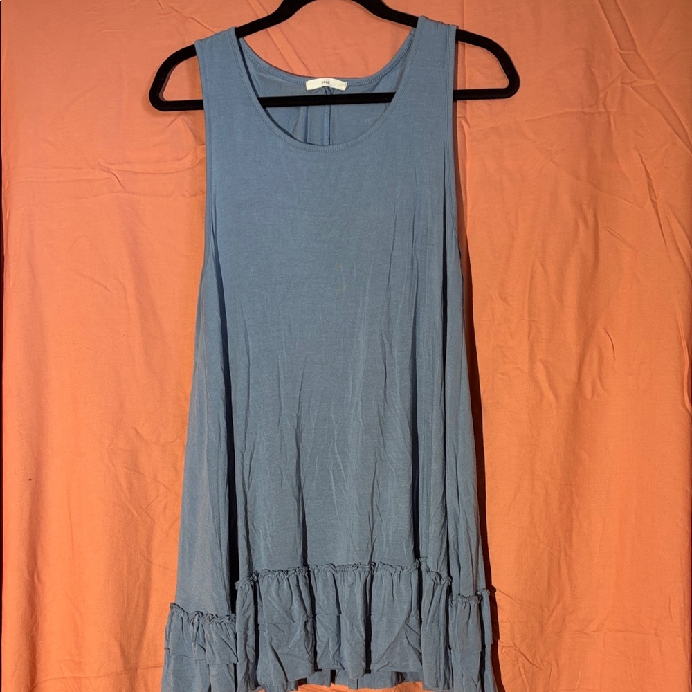 Easel Blue Tank Top with Ruffle Hem